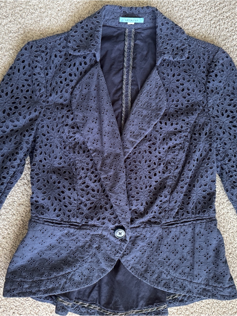 Navy Eyelet Lace Blazer